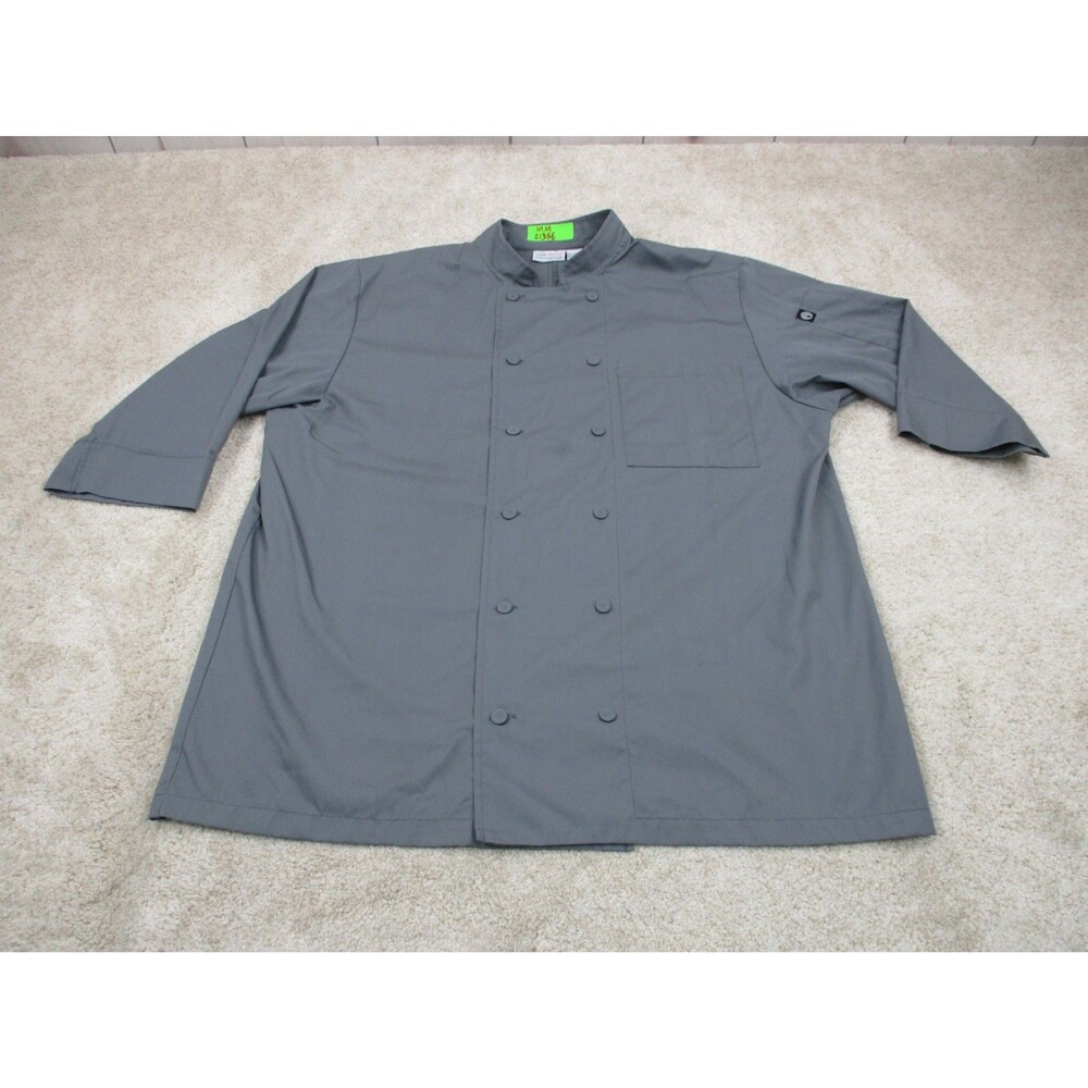 Chef Works Mens XL Gray Double Breasted 3/4 Sleeve Chef Coat Work Shirt